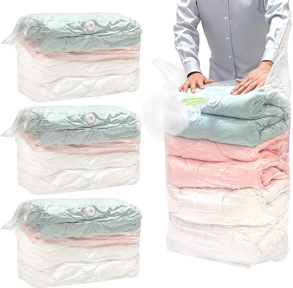 Extra Grote Vacuümzakken (80x100x38 cm) - Herbruikbaar voor Kleding en Dekbedden