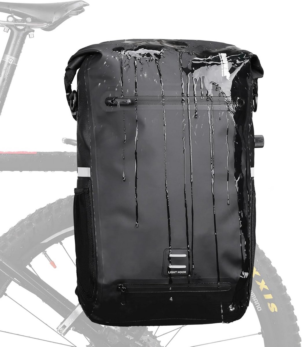3-in-1 Waterdichte Fietstas 22L met Helmnet, Rugzak en Schoudertas