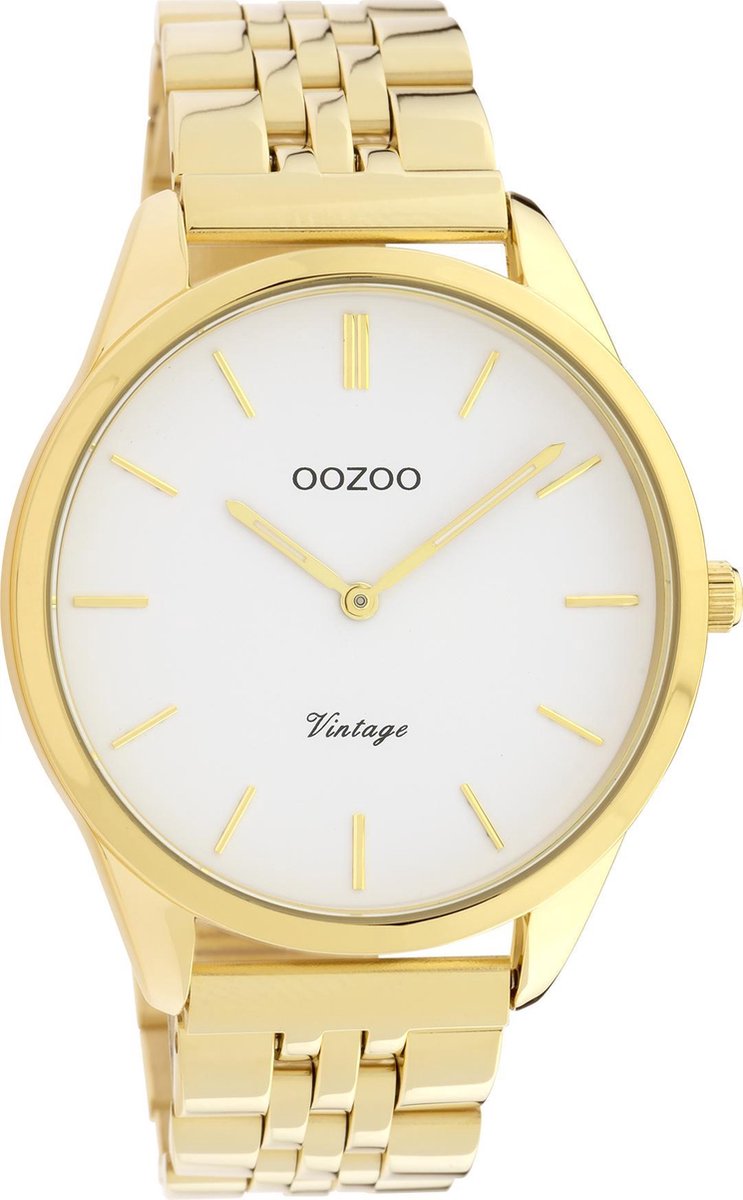 OOZOO Vintage series - goudkleurige horloge met goudkleurige roestvrijstalen armband - C9985 - Ø38