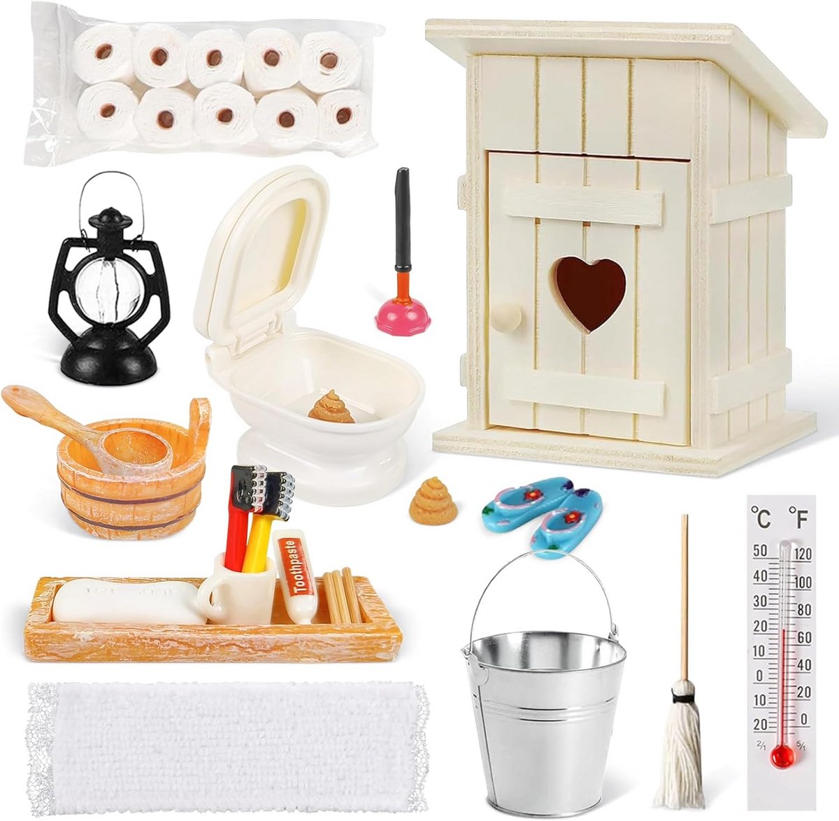 18-delige Miniatuur Toilet Sets voor Poppenhuis Meubels 1:12 Schaal