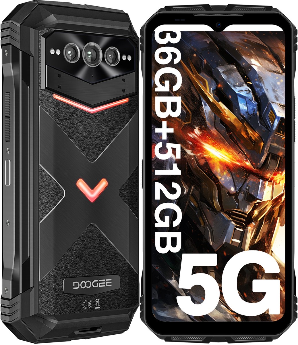DOOGEE VMAX PLUS 5G - Robuuste Smartphone - Robuuste Telefoon - 36 GB ROM + 512 GB ROM - 22000 mAh/33 W- 200 MP + 32 MP + 20 MP nachtzicht - 6,58 inch FHD+ 120 Hz IPS - NFC - Face ID - Wi-Fi 6 - dubbele luidsprekers - Zwart
