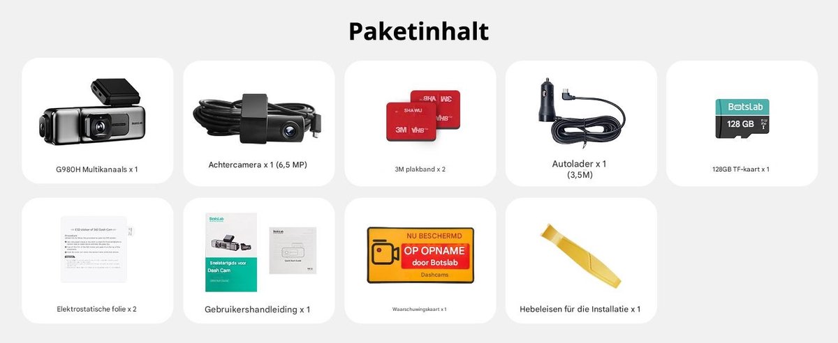 BOTSLAB 4K 3-Kanaals Dashcam Auto Voor Achter - 3-Kanaals 4K+1080P+1080P - GPS 5.8GHz WiFi Dashcam met - 128GB SD-kaart - 3.18" - Super Nachtzicht - WDR -G-sensor -loopopname -parkeermonitor- ADAS - dashcam voor auto – foto 8
