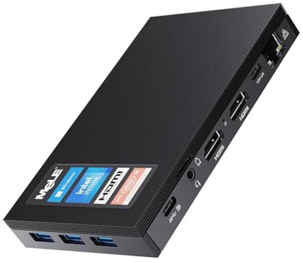 Kleine Fanless Mini PC met Celeron N5105, 8GB RAM en 128GB SSD, Windows 11 Pro, 4K HDMI, WiFi 6 en Bluetooth 5.2