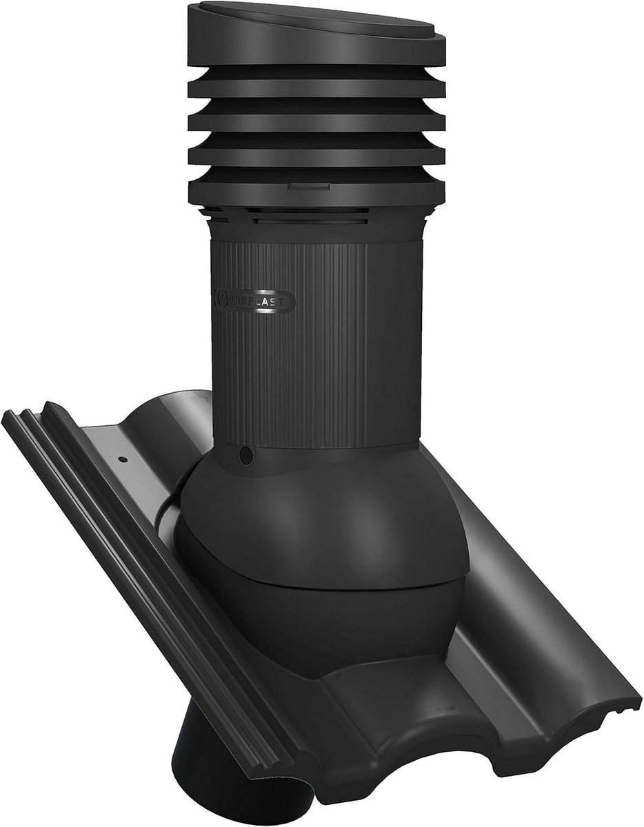 Geïsoleerde Dakdoorvoer DN125 voor Nelskamp Dakpannen - Ventilatiepijp Zwart RAL 9005