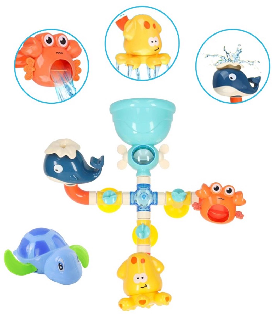 Goodz4All Badspeelgoed Waterspeelgoed Bad Speelgoed Waterglijbaan Zeedieren Water Speelgoed Krab Octopus Walvis Opwindbare Schildpad