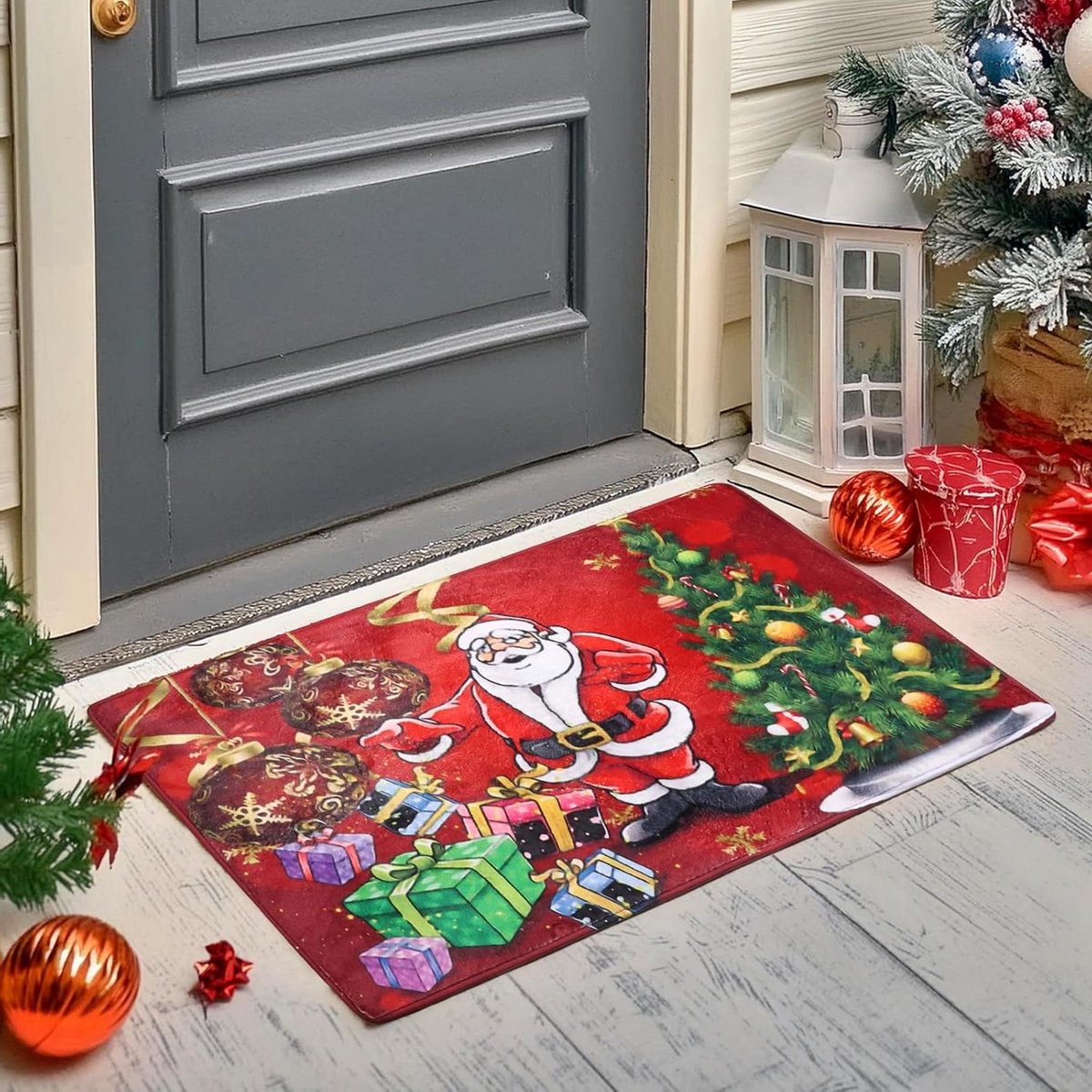 Cosensi - Merry Christmas Tapijten Welkom Deurmatten Decor Vrolijk Kerstfeest Decoratieve Xmas Ornamenten Party Geschenken 50 x 80 cm (Rood, Kerstman)