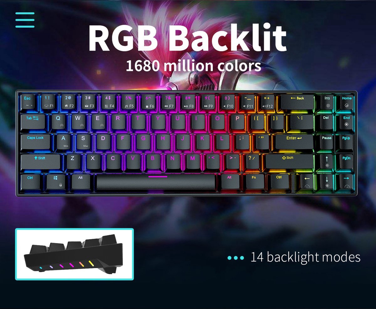 Royal Kludge RK71 - Gaming Toetsenbord thumbnail 2