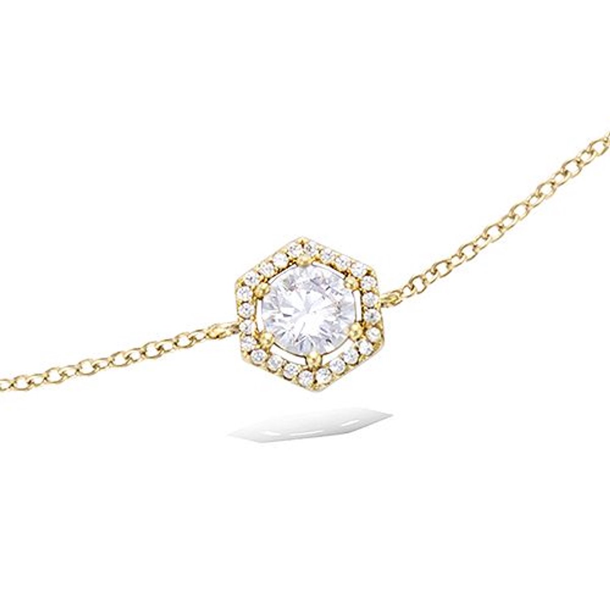 CHIVAL Armband 18K Vergulde Goud "Hexa Halo" – Luxe, Elegant, Zirkonia, Hypoallergeen, Sieraad voor Dames, Cadeau, Romantiek, Liefde, Geschenkverpakking, zeshoek, Kerst