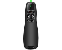 GELLDG Ergonomische draadloze presentator - Perfect voor presentaties - Kan worden gebruikt als laptop- en PowerPoint-afstandsbediening - 2,4 GHz USB-presentatieafstandsbediening - Presentatiewijzer - Geschikt voor Windows- en Mac-systemen - zwart