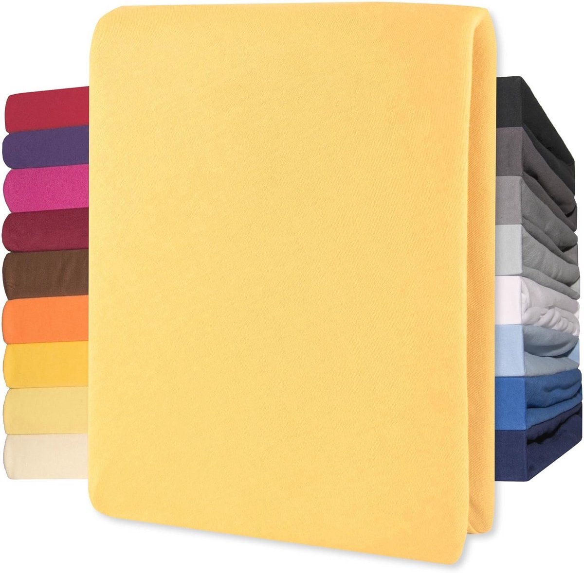 Lucina Hoeslaken Jersey Katoen Stretch 30cm Hoge Hoek - geel 140x200cm - 160x200cm