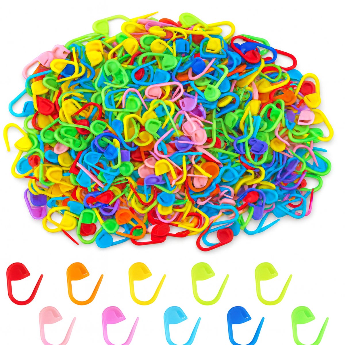 FSW-Products Steekmarkeerders – 100 stuks – 18×10 mm – Kleurrijke Kunststof Locking Stitch Markers