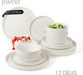 Serviesset 12-Delig, Dinnerset 4 Persoons, Geschikt voor familiefeesten, banketten, restaurants, feest, Horeca en picknicks, Magnetron-vaatwasserbestendig, Keramiek