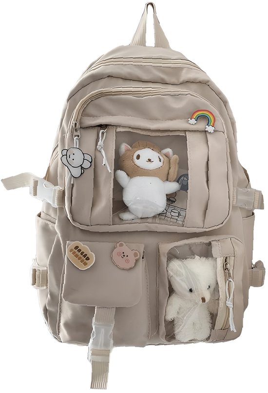 Rugzak - rugzak meisje - rugzak kind - rugzak dames - tas - Beige - Nylon