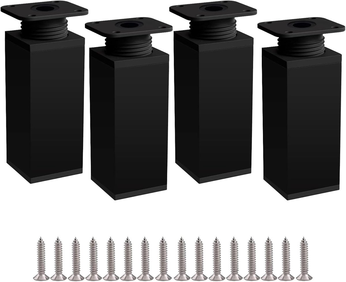 Stunq® Set van Vier Verstelbare Meubelpoten - Flexibel en Stabiel voor Elke Meubelstuk
