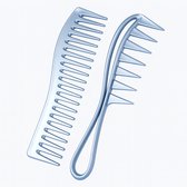 Metalen blauw kam set – 2 delige kunststof brede tand kammen – gebogen ontklittings kam + ergonomische grote kam – lichtgewicht haar kammen voor dames en heren – geschikt voor dagelijks gebruik