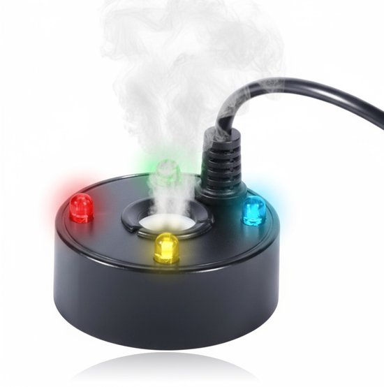 longziming Ultrasone Mistmaker – Mini Vernevelaar met 4 LED-Lampjes – Stil – Kleurveranderend – Voor Vijver, Aquarium, Halloween en Decoratie - tuinfonteinaccessoires