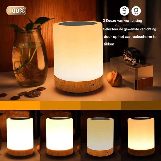 Gsedaox-Bedlamp-Nachtlampje LED-Bedlamp aanraakbaar met 7 kleurverandering 3 modi USB opladen-Dimbaar-Voor Slaapkamer, Baby, Kinderen & Volwassenen7-Multi Colour LED-Wake-up Light-Sfeerlamp van Gsedaox — afbeelding 2