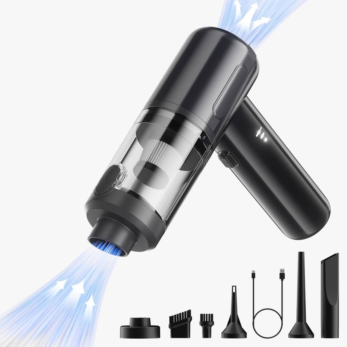 Draadloze Draagbare Handstofzuiger Mini 6000Pa Zwart - Draadloze - €33,88