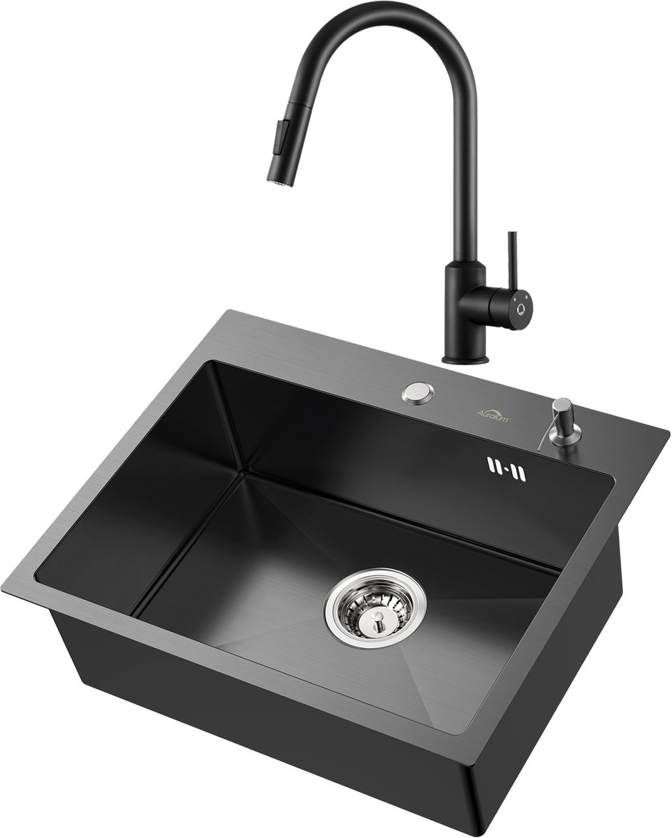 Auralum max Spoelbak Keuken 55 x 45 - Spoelbakken Keuken Met Keukenkraan – Spoelbak Met Kr
