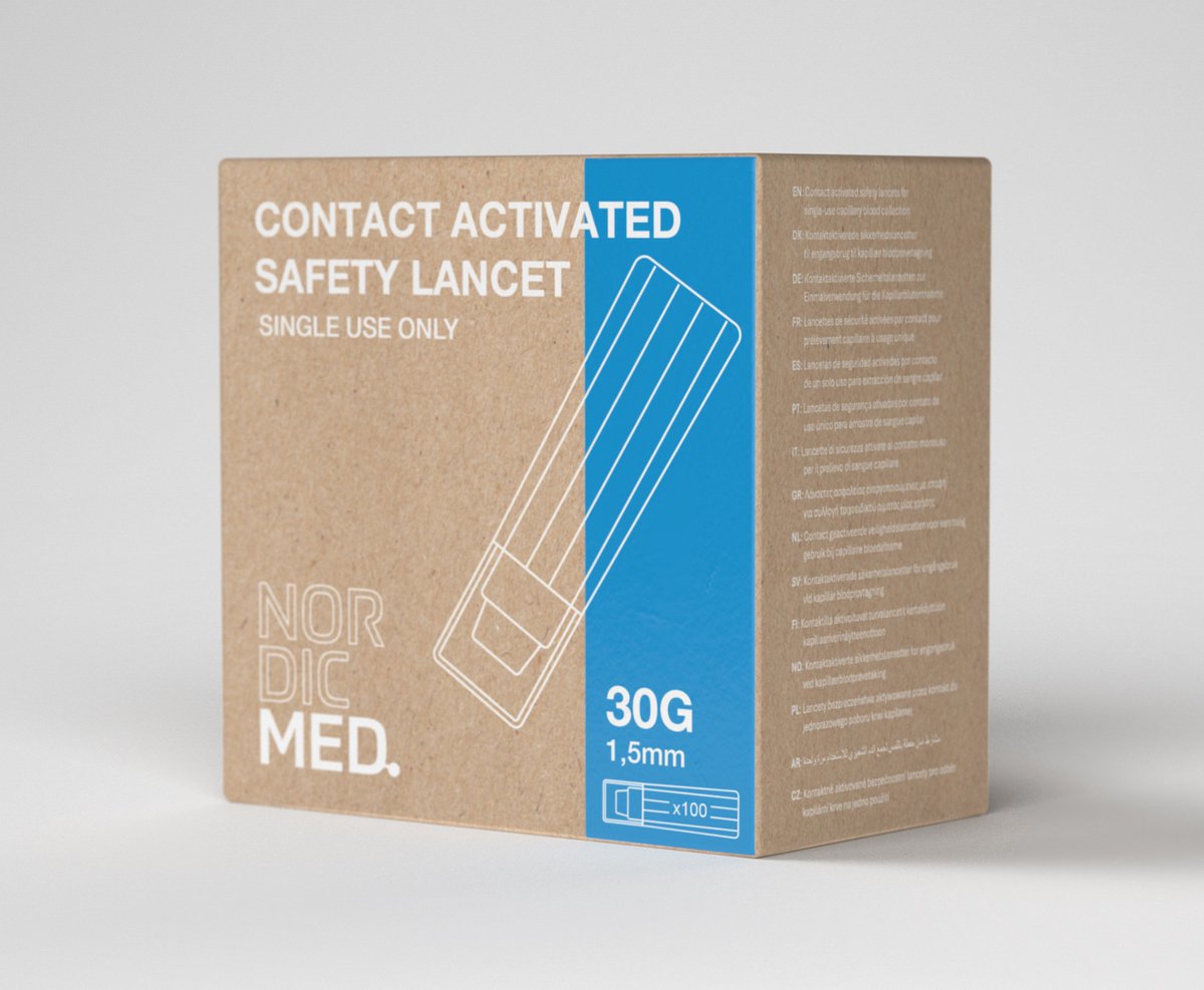 NordicMed Contact-Geactiveerde Veiligheidslancet 30G x 1,5 mm – comfortabel & betrouwbaar