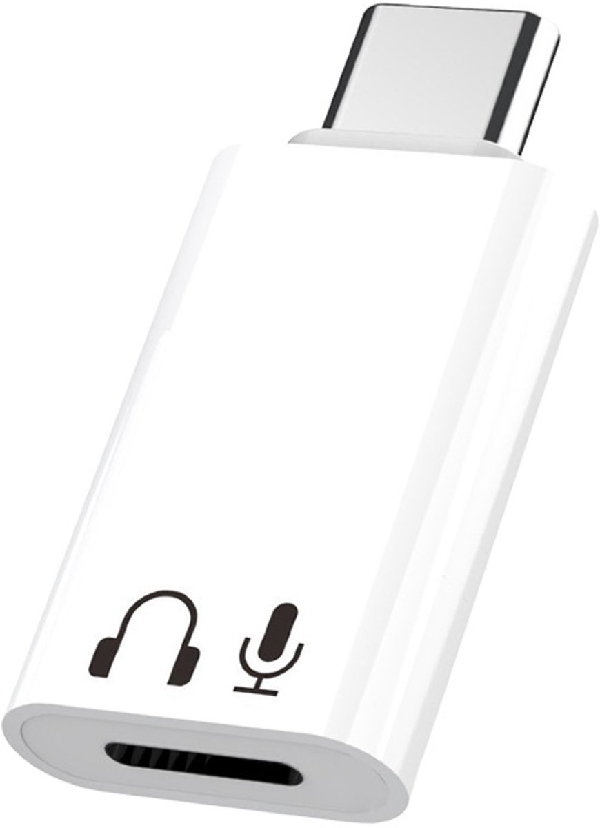 Compatibel met Lightning naar Type-C-adapter: aluminium, compact, HiFi-geluidskwaliteit, wit.