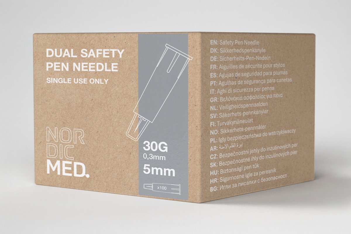 NordicMed Dual Veiligheidspennaald 30G x 5 mm – voor injectiepen, steriel & wegwerp