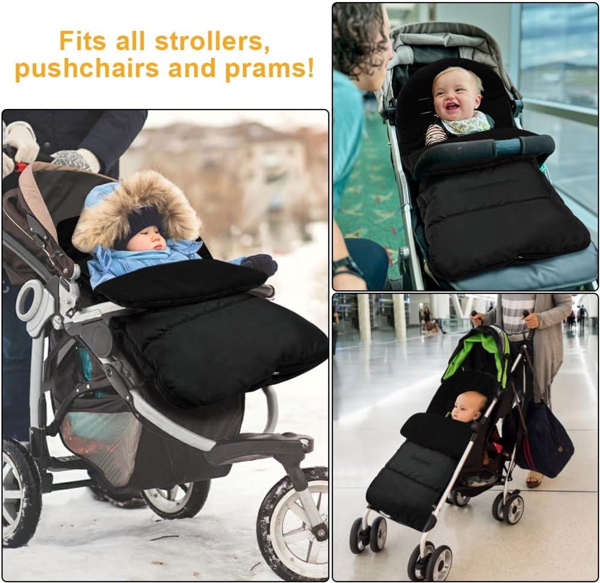 Baby Voetenzak - Voetenzak voor Kinderwagen - Winter Kinderwagen Voetenzak - Thermo-voetenzak - Met Ritssluiting - Waterdicht - Winddicht - 88x40Cm - Universele Wandelwagen Voetenzak voor Kinderwagens, Kinderwagens, Kinderwagens - Zwart – foto 3