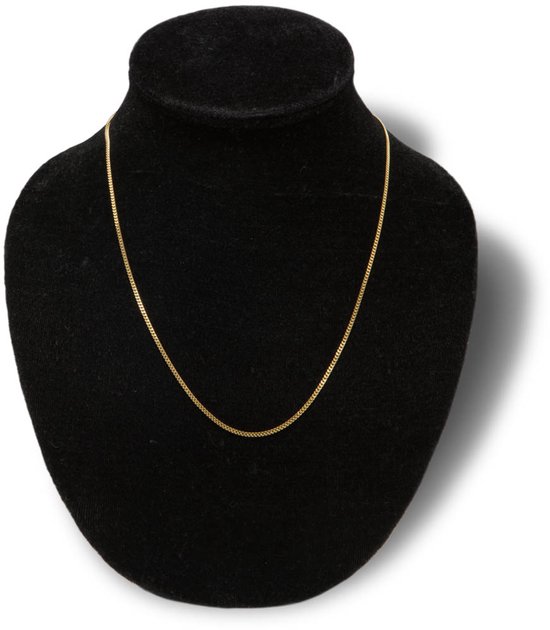 Collier Gourmet couleur or plaqué or véritable 18 ct, longueur 55 cm, pour femme et homme double