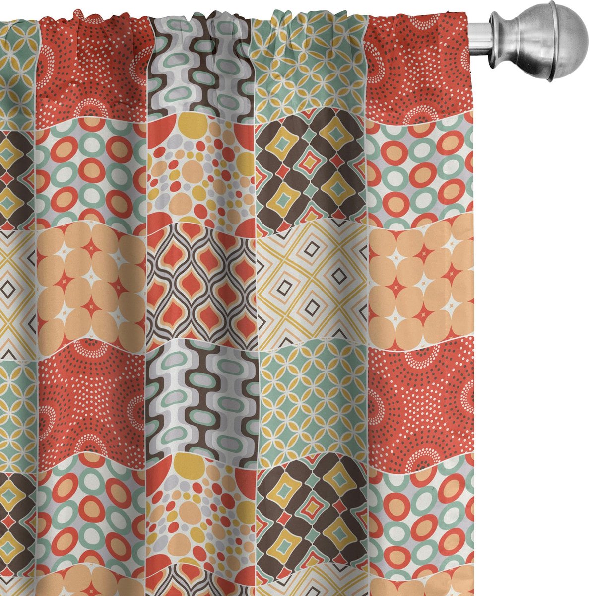ABAKUHAUS Gordijnen – Vintage abstract patroon – 2x75x225 cm – Mikrofaser, half verduisterend, Meerkleurig