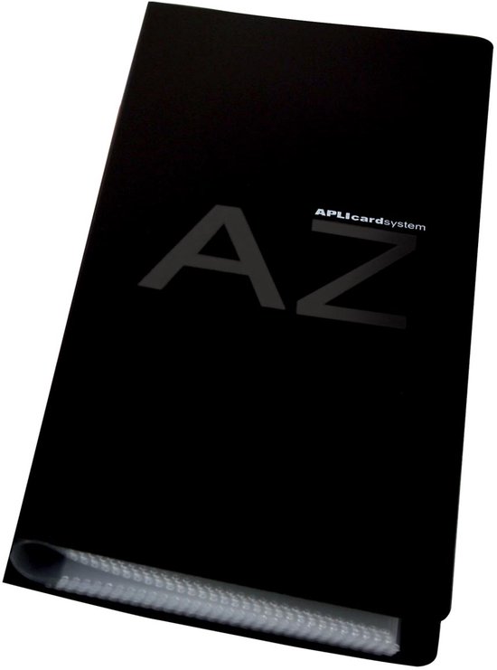 Pochette pour cartes de visite Apli noire avec "AZ" sur le devant.