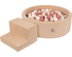 KiddyMoon Schuim speeltuin VELVET PPZP-OK30V-122 met zand beige ballen: pastel beige-haar-wit 100 zwembad/stapsteen