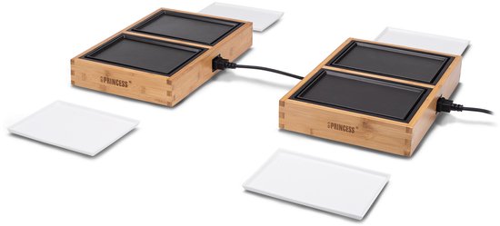 Princess Dinner4all Pure 104040 + 104020 - Gourmetstel - 6 persoons - Teppanyaki - Grill & Bakplaat - 2 meter snoer - Bamboe - Uit te breiden tot 10 personen — afbeelding 3
