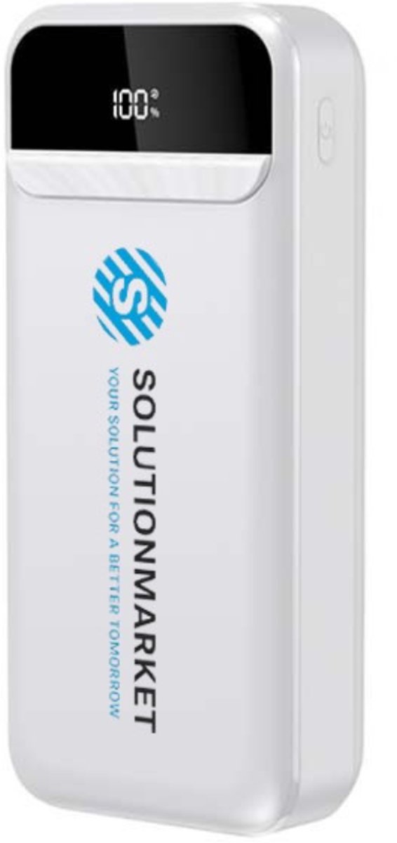 SolutionMarket Powerbank 20.000 mAh – 22.5W Snellader - USB-A/USB-C - Digitale LED display - Universele Powerbanks Geschikt voor iOS/Android - Wit
