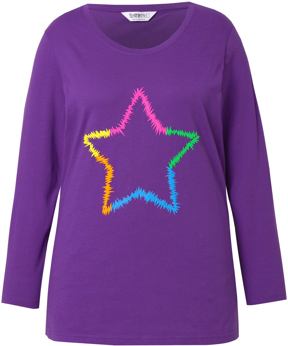 Angel of Style - Dames - Shirt met lange mouwen neon ster - Paars - Maat 44
