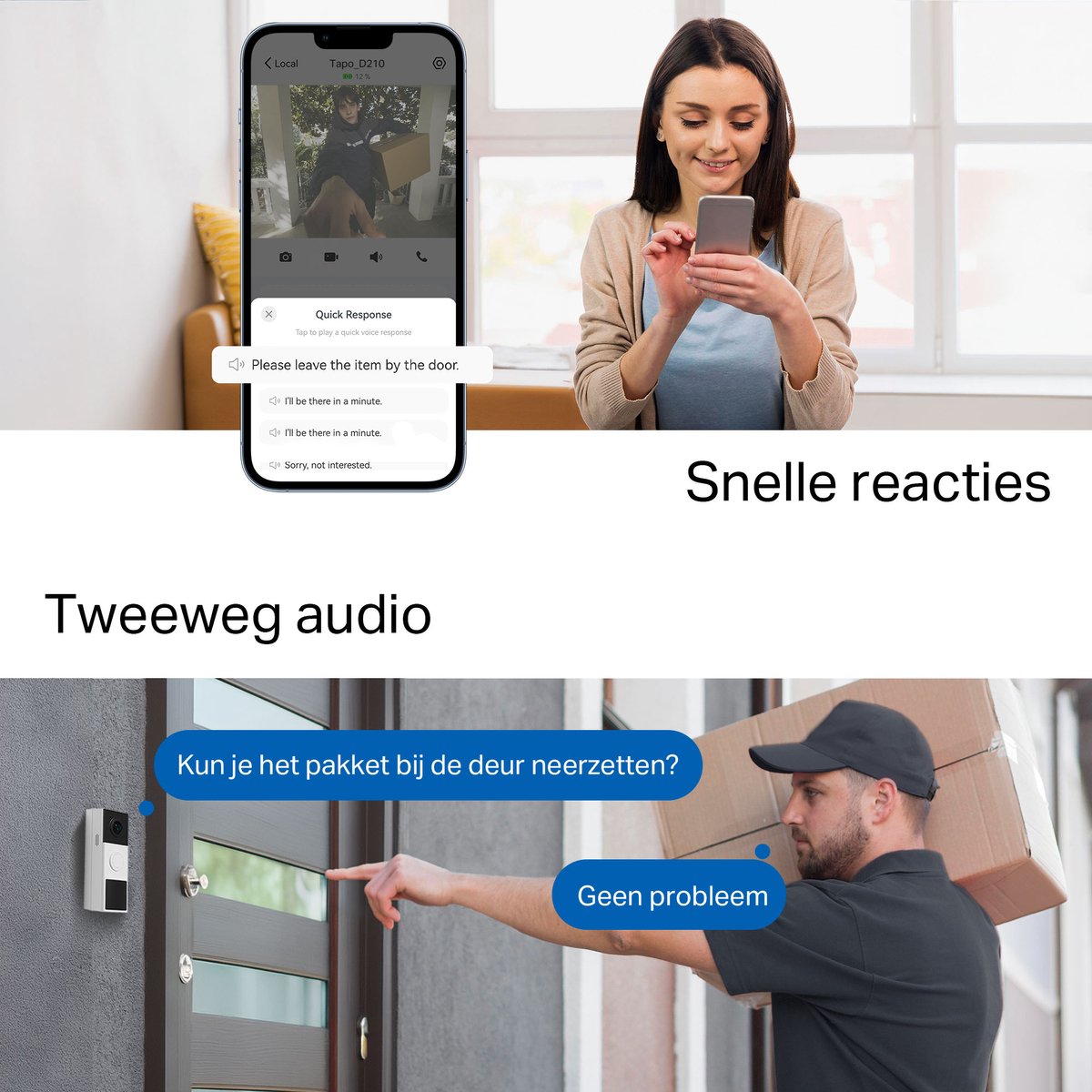 Tapo D210 Draadloze video deurbel op batterij - Inclusief chime/gong - 2K Video - Zonder Abonnement - IP65 - Slimme deurbel – foto 7