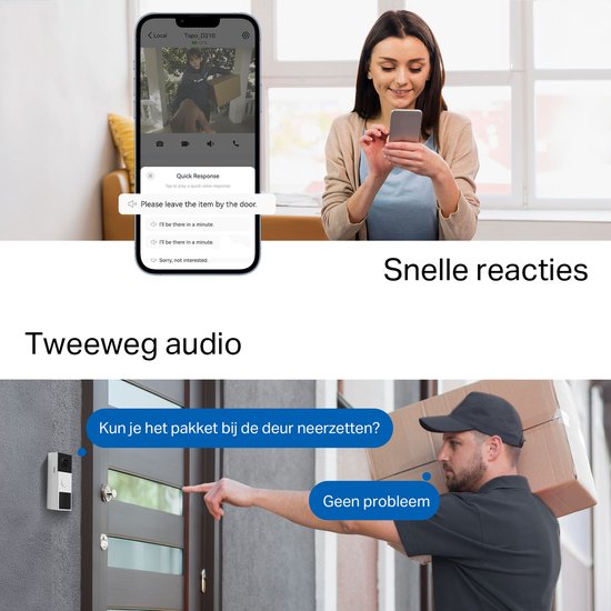 TP-Link Tapo D210 - Slimme deurbel - Video deurbel - inclusief chime/gong - 2K 3MP - Batterij - IP65 van TP-Link — afbeelding 4