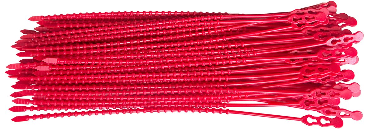 Kortpack - Universal ties - 185mm x 5.0mm - Rood - 100 Stuks - Kabelbinder met dubbele loop - Volledig herbruikbaar - (097.0070)