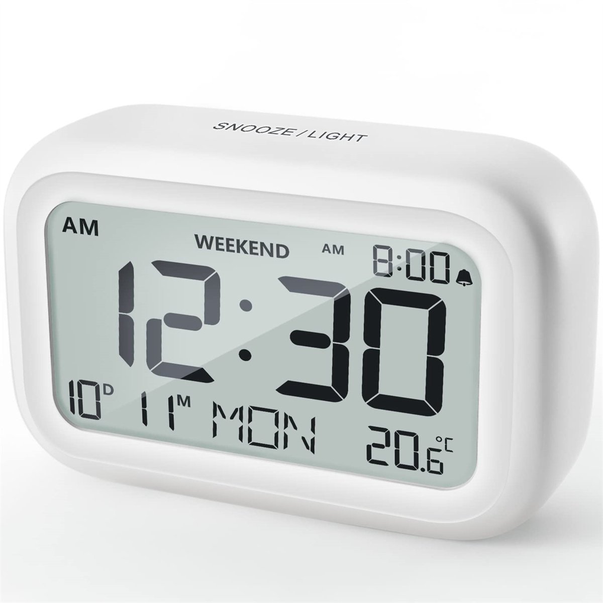 Ynkkvre - Moderne Digitale Wekker – Alarm met Snooze, Weekendmodus, Temperatuurweergave & Achtergrondverlichting – Batterijgevoed – Stil & Gebruiksvriendelijk