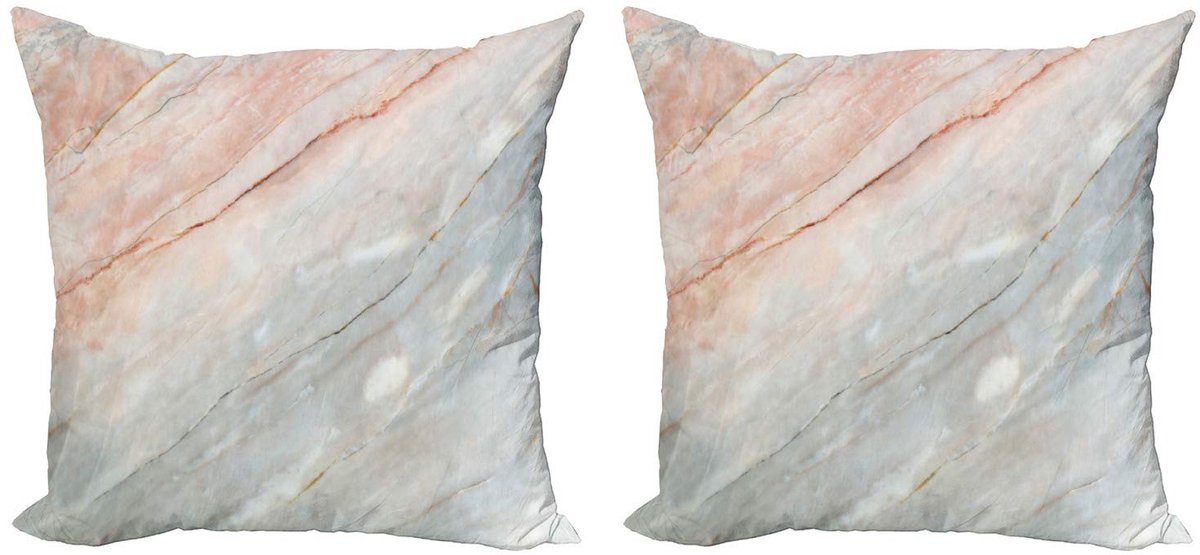 ABAKUHAUS kussenhoes – 2x40x40 cm – dubbelsidige digitale druk – Peach Pale Peach Pale Grau