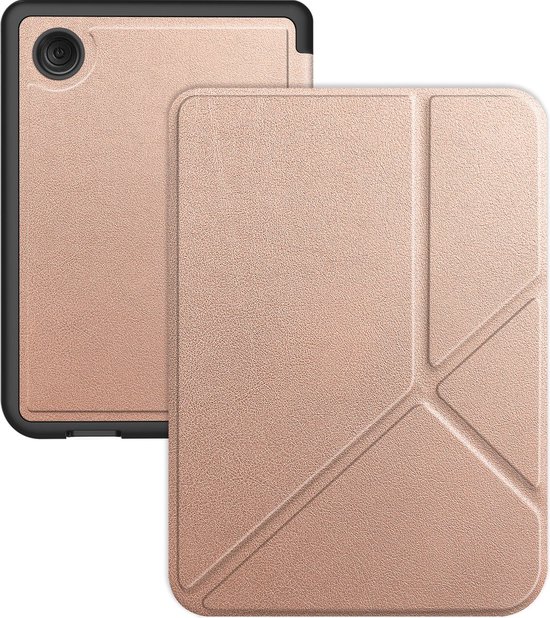 Jumada's Hoes Geschikt voor Kobo Clara BW Hoesje Bookcase Cover Hoes Trifold - Hoesje Geschikt voor Kobo Clara BW Hoes Cover Case - Rosé Goud van jumadas — afbeelding 3