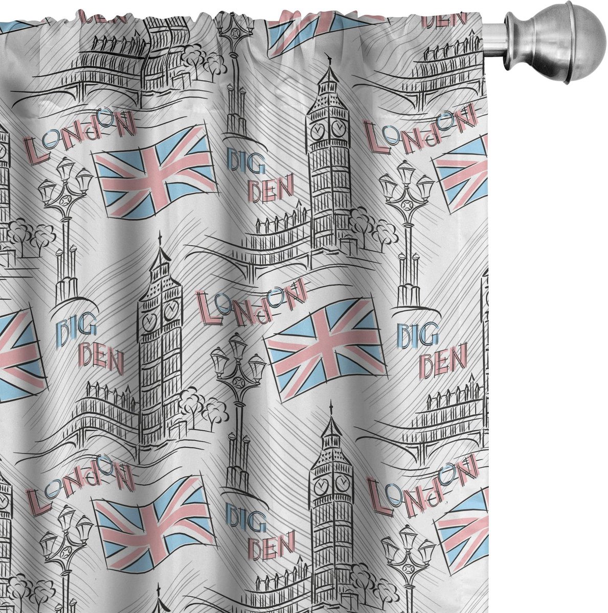 ABAKUHAUS London – Gordijnen – 2x75x225 cm – Microfaser, halfdonkerend, multicolor Mehrfarbig