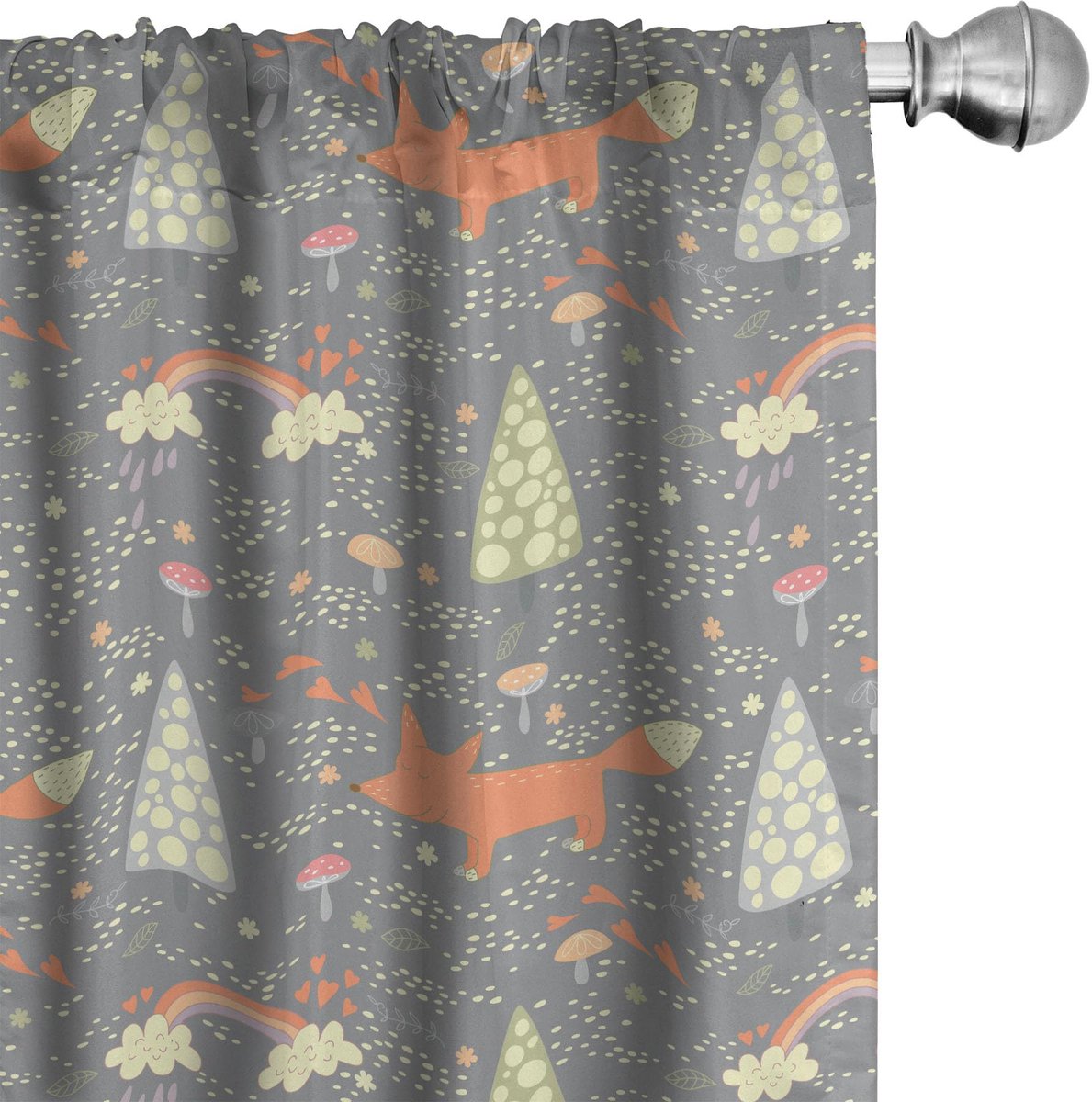 ABAKUHAUS Gordijnen – Doodle Dieren – 2x75x175 cm – Meerkleurig Mehrfarbig