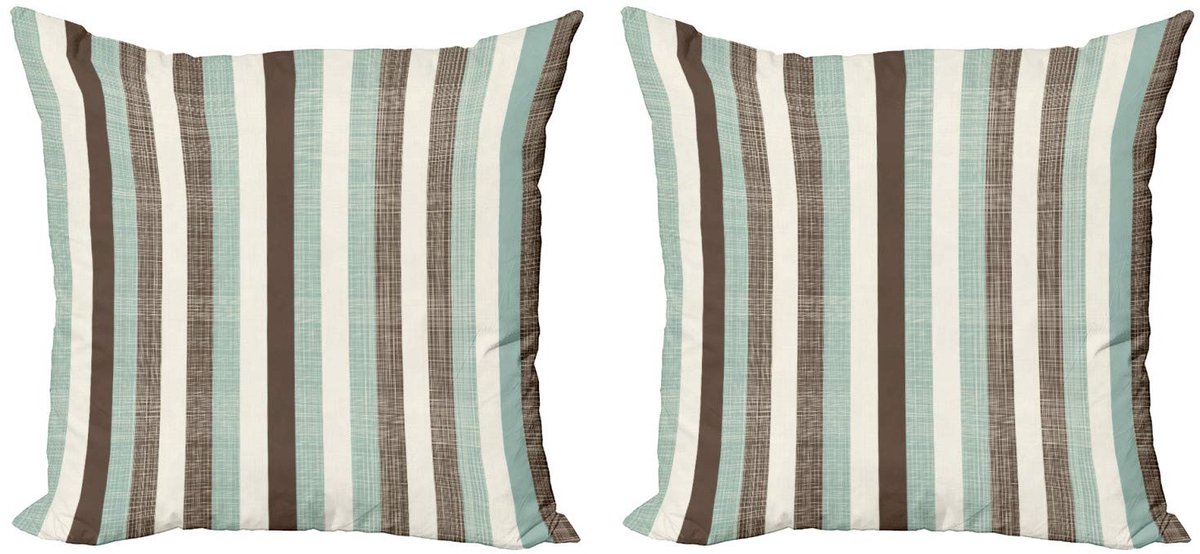 ABAKUHAUS Retro Kussenhoes Set – 2x 40x40 cm – Gestreept, Dubbelzijdig Digitaal bedrukt Mandelgroen
