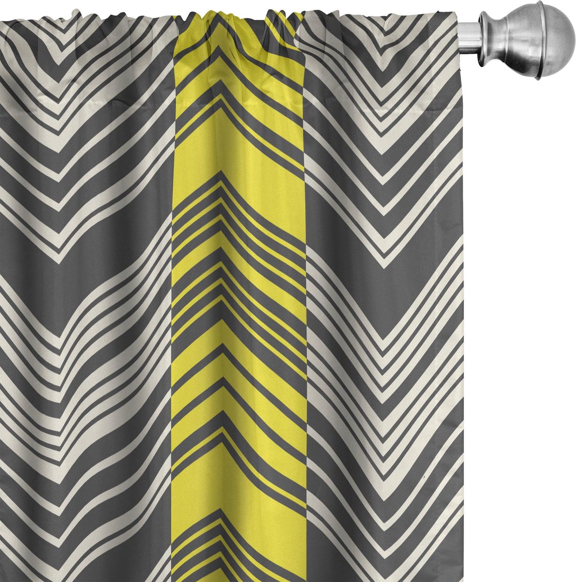 ABAKUHAUS Gordijnen Geel, Crèmekleurig en Grijs – Microvezel, 2x75x245 cm, Verduisterend