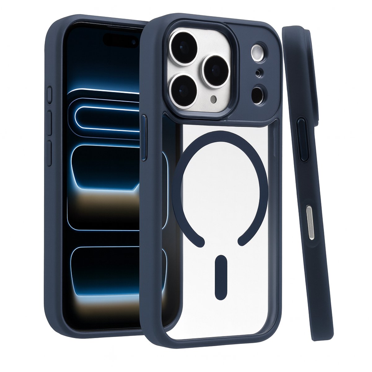 Goxn - Telefoonhoesje geschikt voor iphone 17 pro - transparant achterkant - Magsafe - Deep Blue
