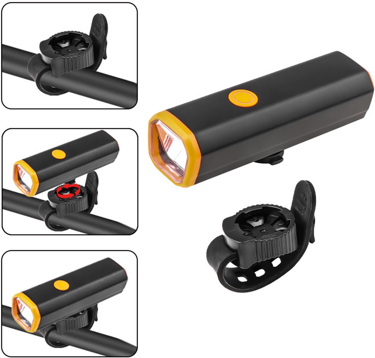 Fietsvoorlicht, omgekeerd U-vormig licht, draagbaar en compact, voor fietsen, mountainbikelamp, krachtige koplamp, aluminium fietslicht, waterdicht fietslicht