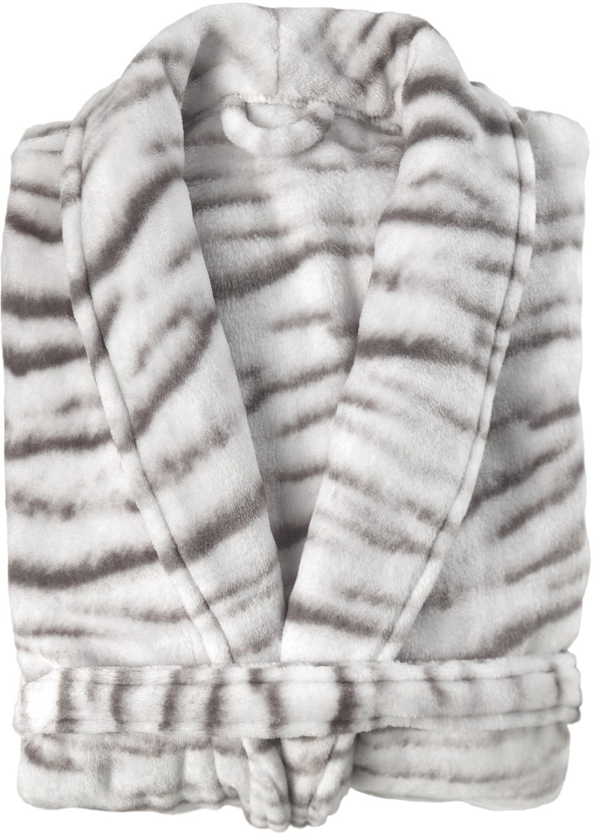 Zohome Badjas Siberian-White-Tijger - Kamerjas voor Dames en Heren - Ochtendjas - Geschikt voor de Sauna - Grijs Grey