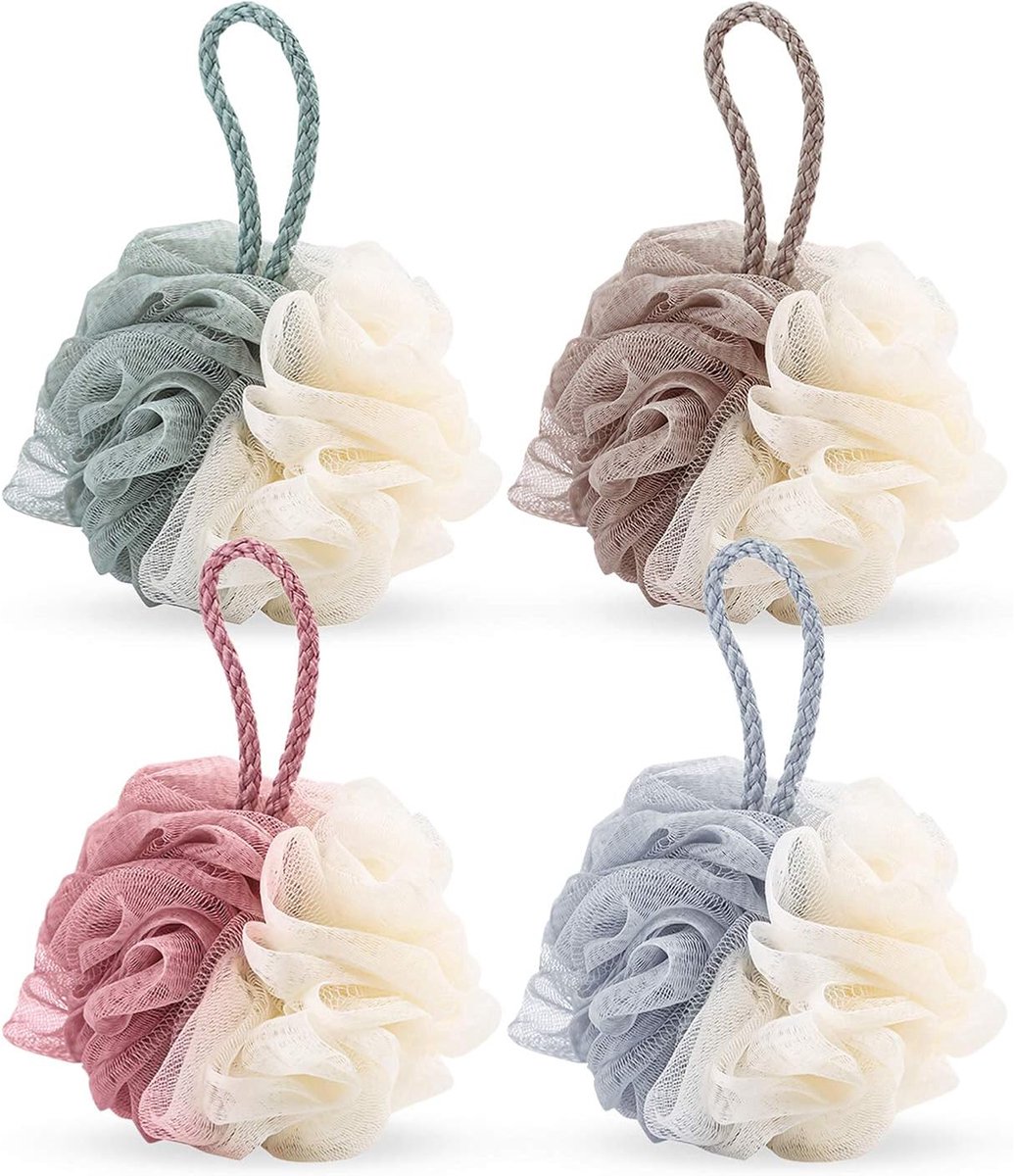 4 x badsponsen, badballen, badkameraccessoires, massagesponsen, badsponsen