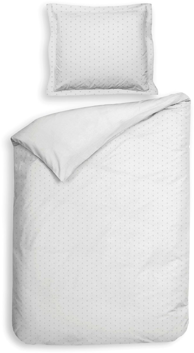 Heckettlane Dekbedovertrek Punto - Bedlinnen met Stippen - 140x220 cm - Wit - Dekbedovertrek van 100% Katoen-Satijn