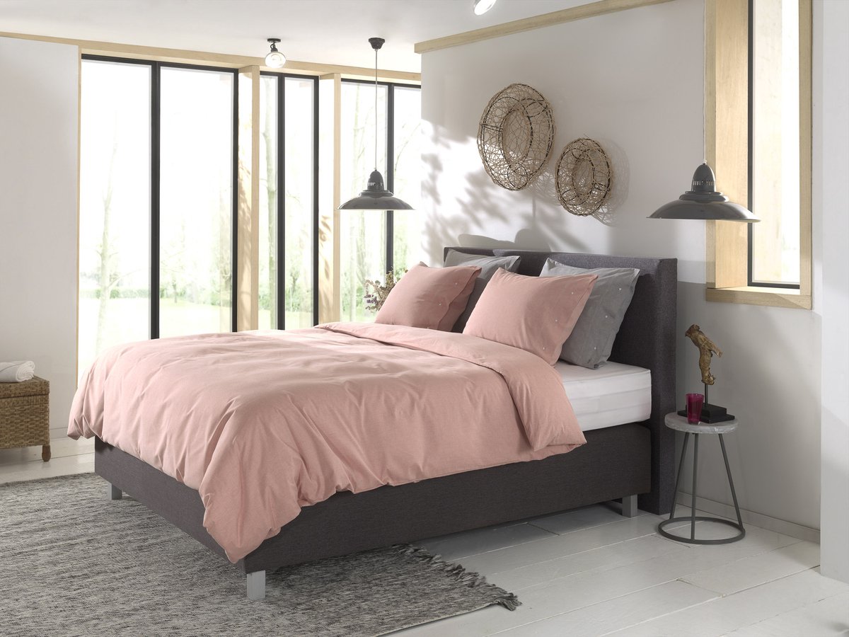 YELLOW Chambray Dekbedovertrek - Lits-Jumeaux - 240x200/220 cm - Mandarin Red